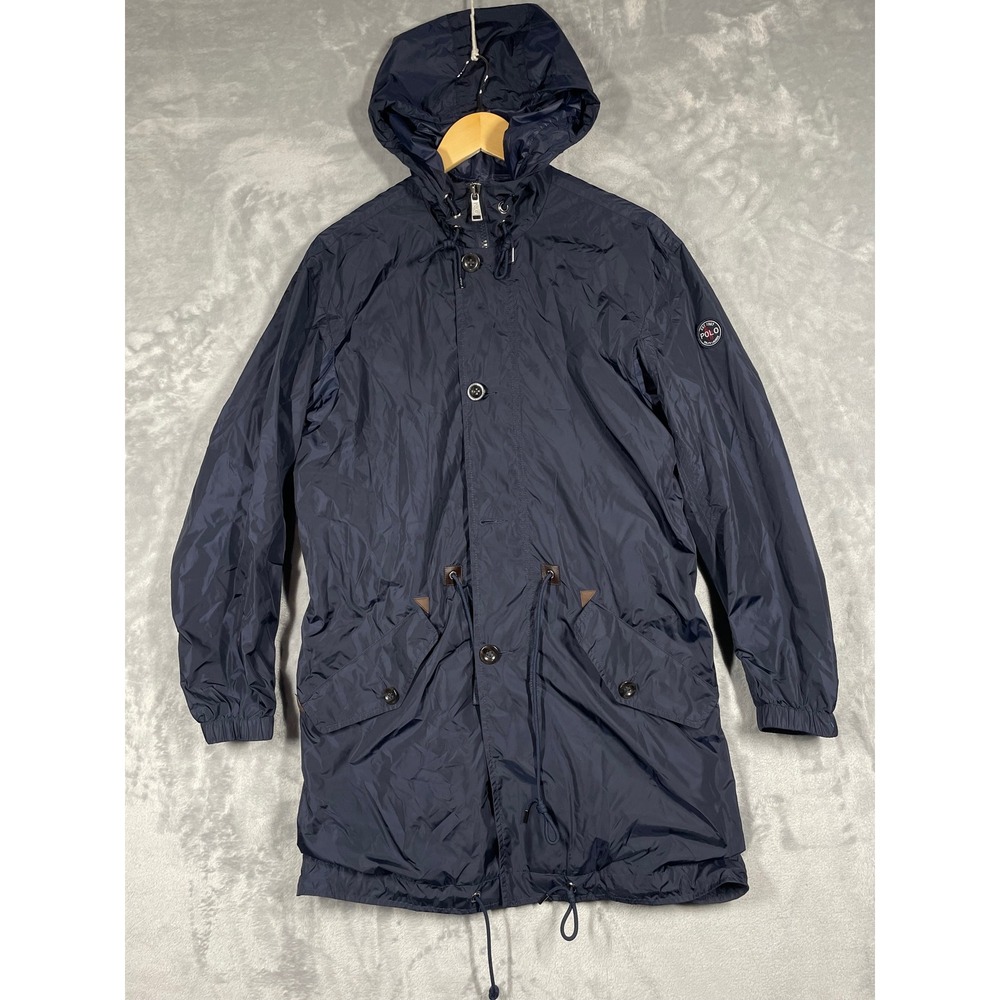 Polo Ralph Lauren Mens Navy Blue Hooded Parka Windbreaker Jacket Size Small